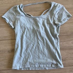 Baby blue top with crossed back